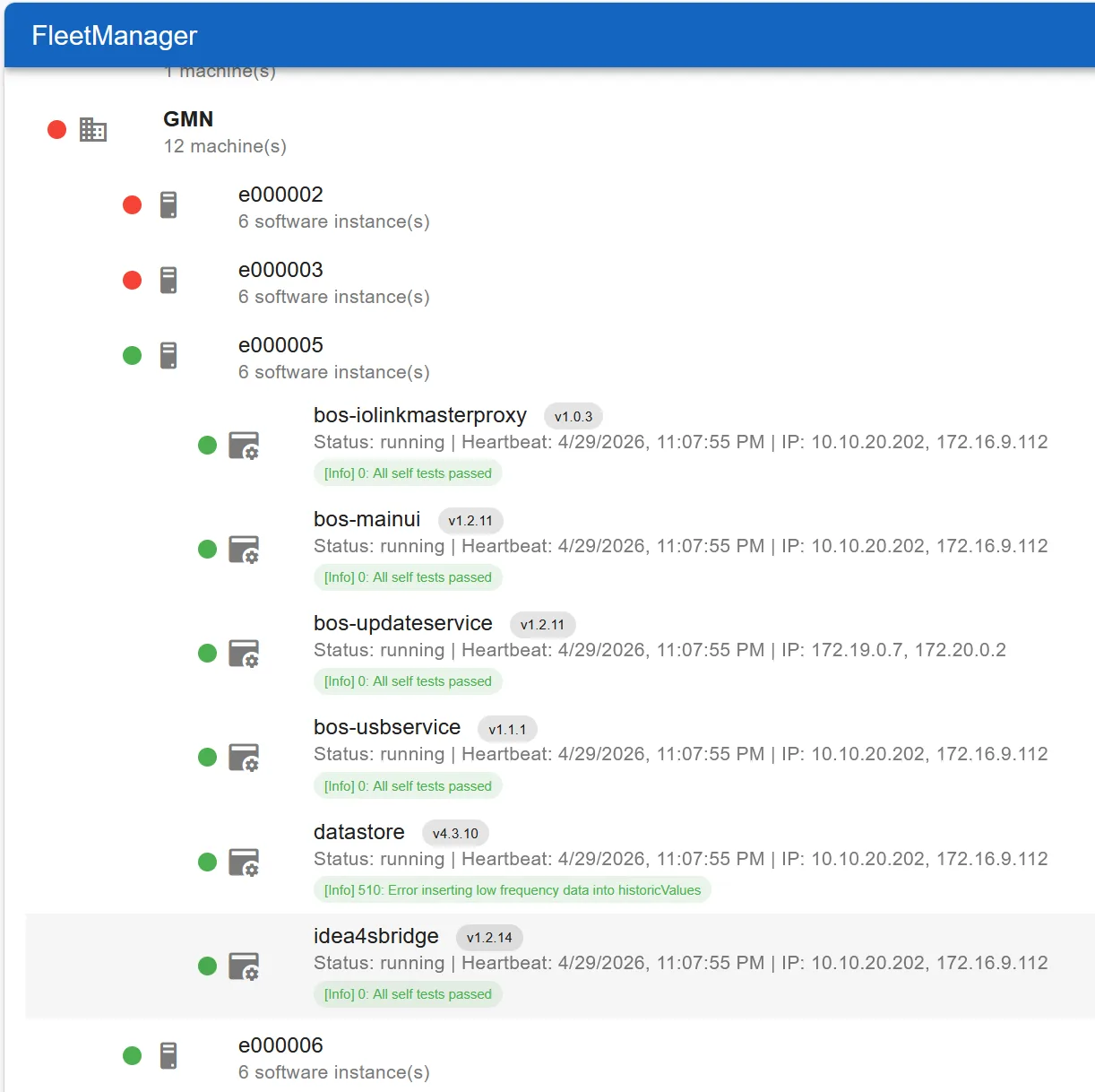 FleetManager-Geräteliste